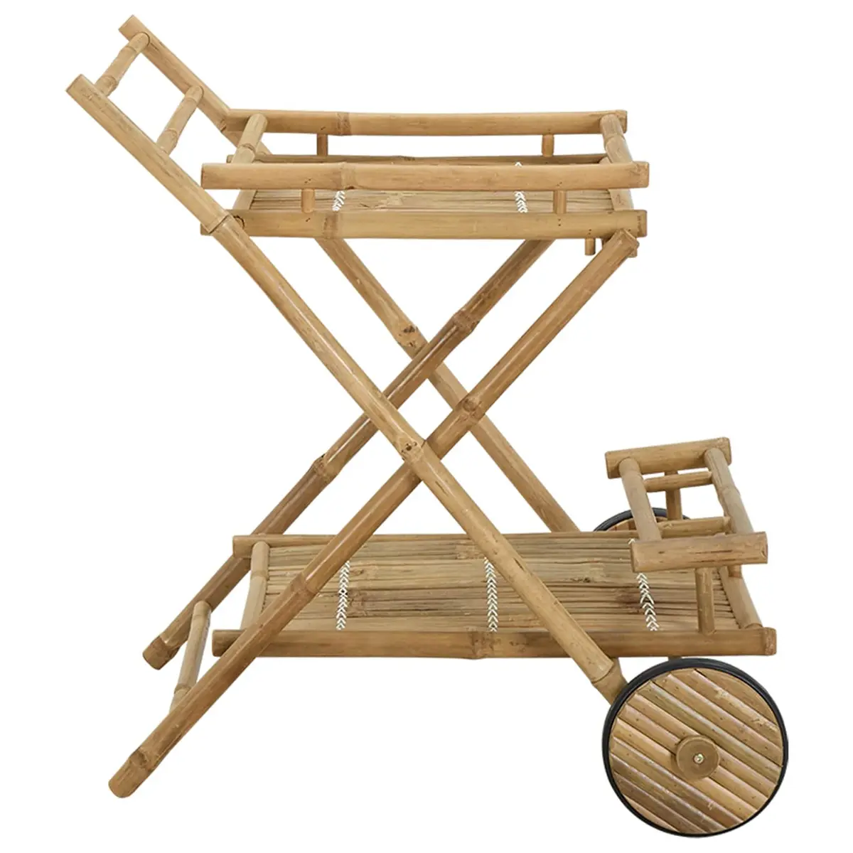 Bamboo Serving Trolley Brown 79 x 67.5 x 84 cm Indoor Outdoor Wheels
