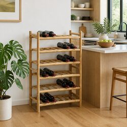 Wine Rack Bamboo Natural 57 x 29.5 x 72 cm Modern Storage Display Stand