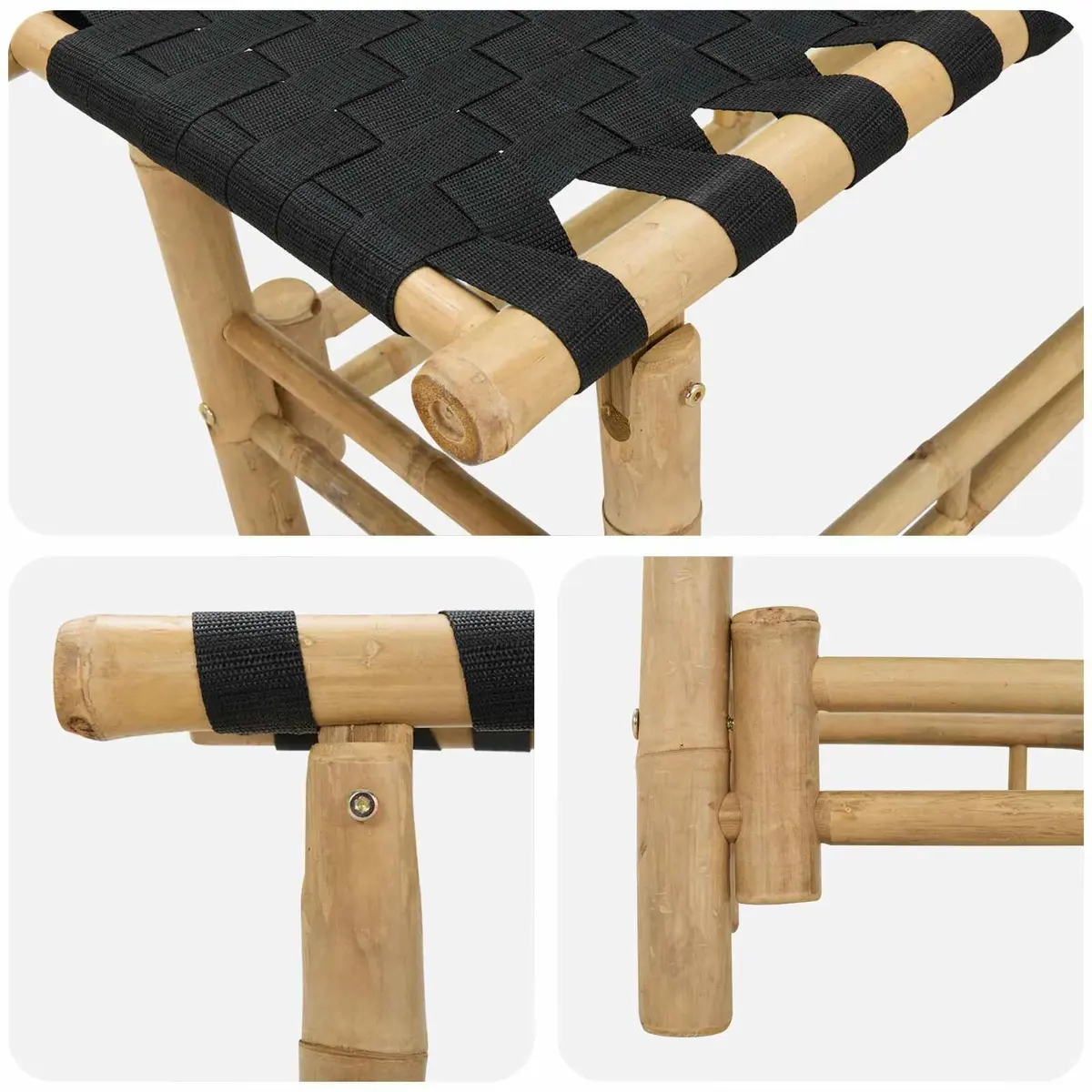 Bamboo Garden Bench Brown 80 x 38 x 40 cm Rectangular Indoor Outdoor Seating