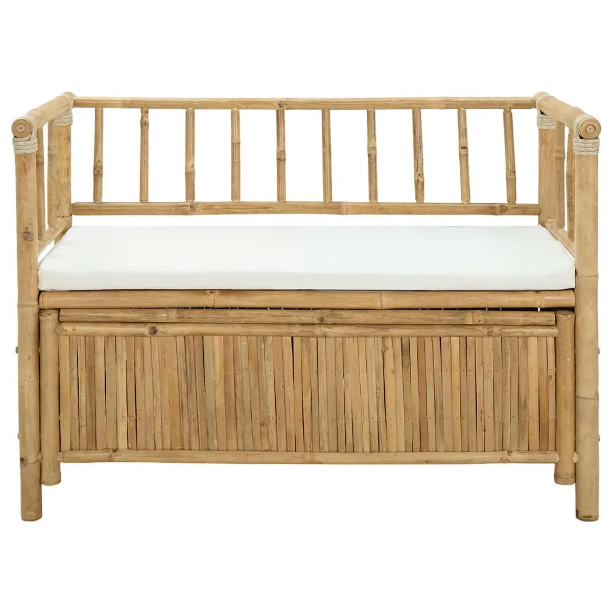 Garden Storage Bench Brown Bamboo 110x47x80cm Outdoor Seating with Hidden Storage