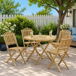 Compact and Stylish Bamboo Chairs - 4-Piece Set