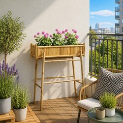 Compact and Sturdy Brown Bamboo Garden Planter