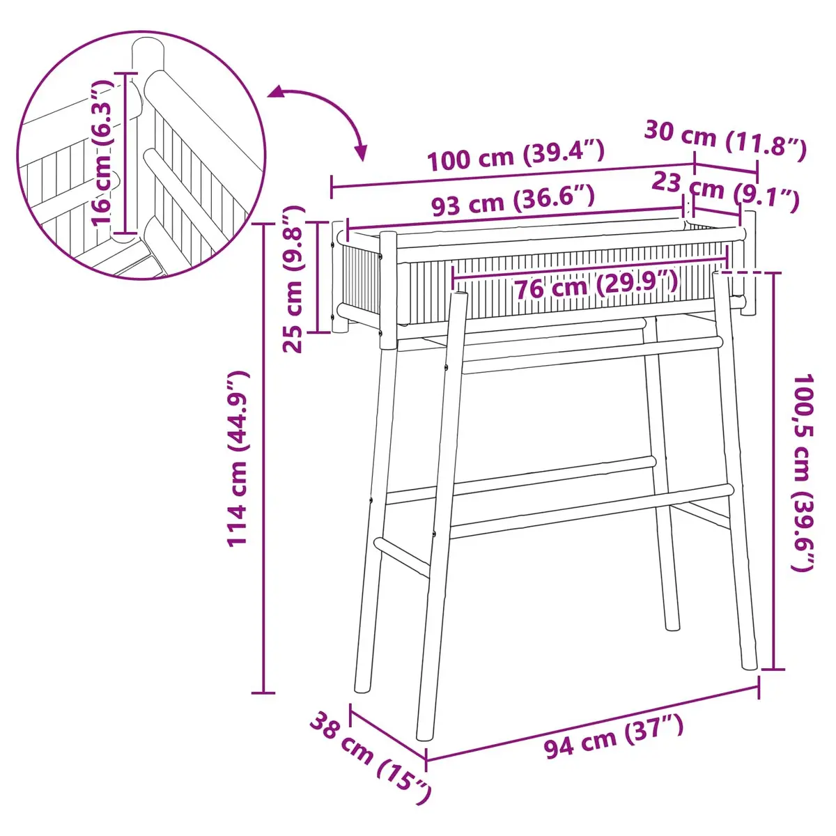 Garden Planter Brown Bamboo Outdoor Integrated Holder