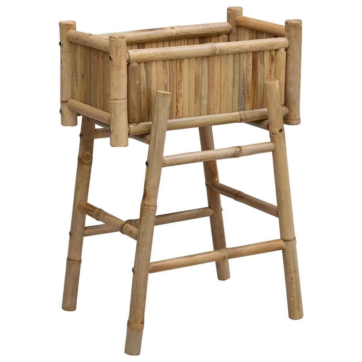 Garden Planter Brown Bamboo Outdoor with Holder 50x38x74cm Natural