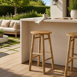 Bamboo Garden Stool - Lightweight, Natural Brown Seating
