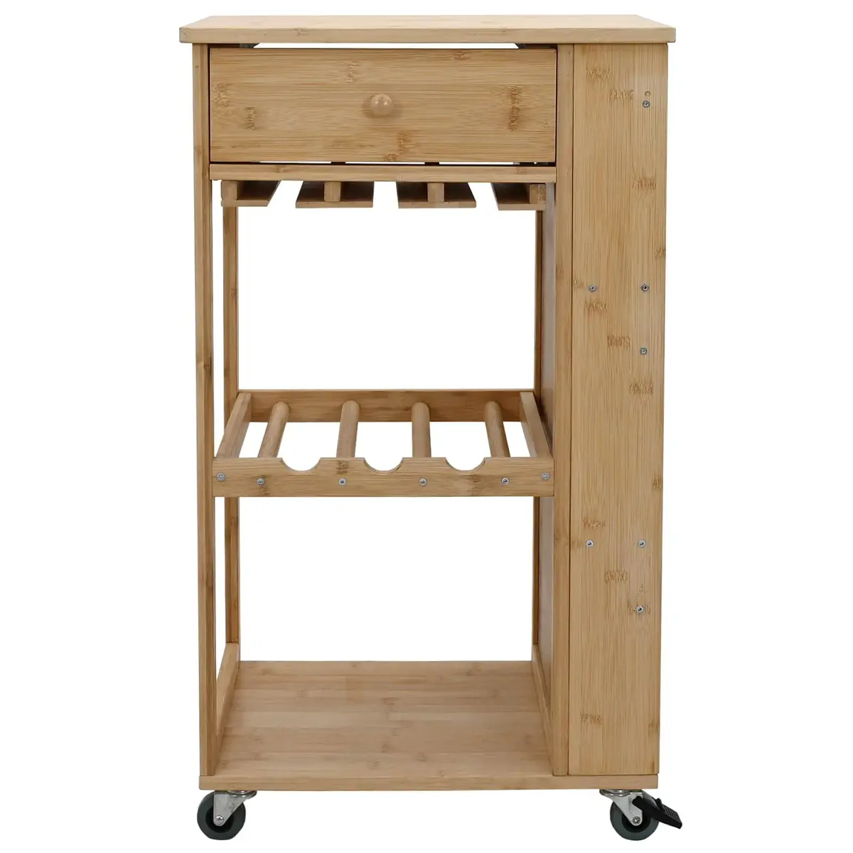 Kitchen Trolley Brown 3-Tier Storage with Wheels for Dining Room Serving