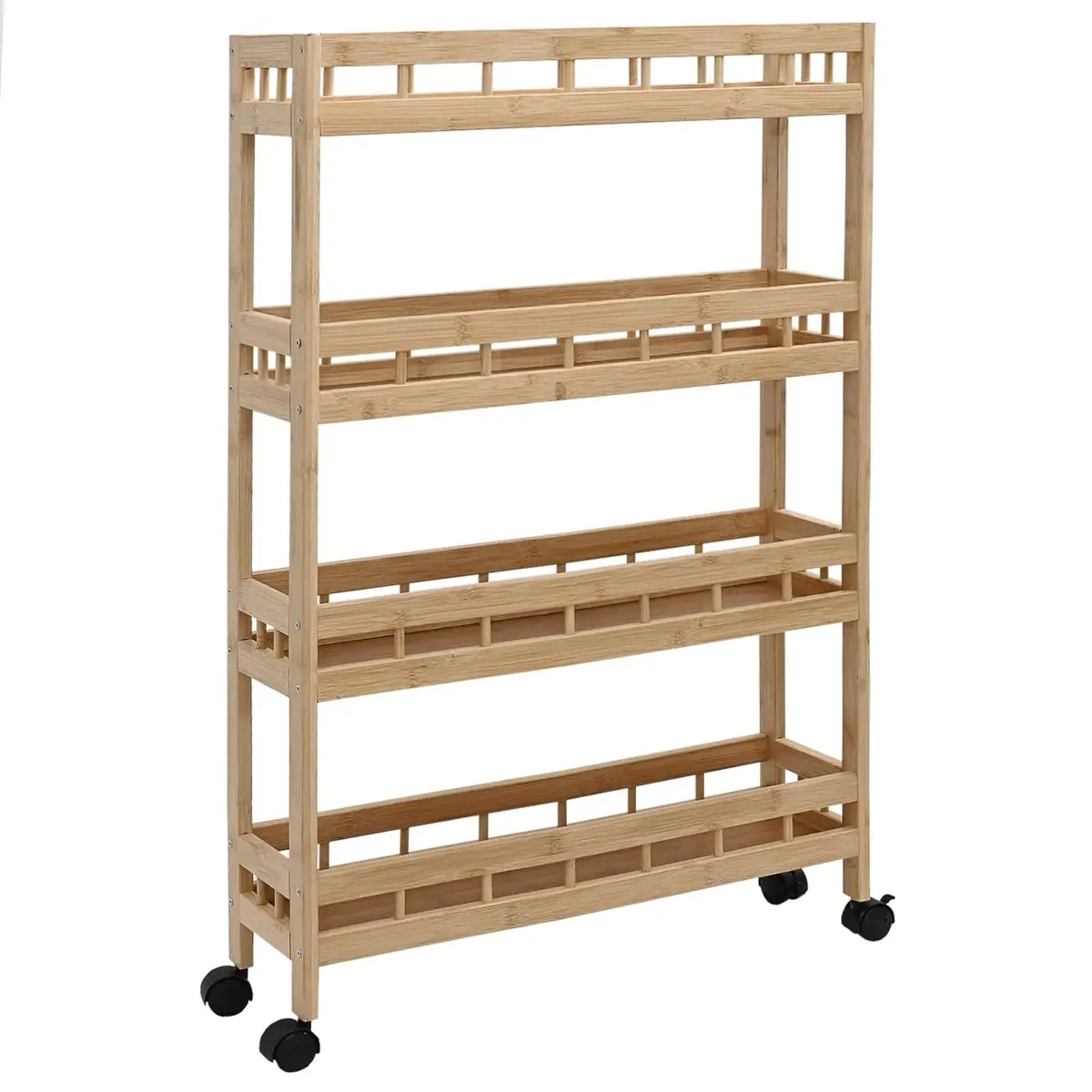 Kitchen Trolley Brown 60x18x97cm 4-Tier Storage Organiser with Wheels