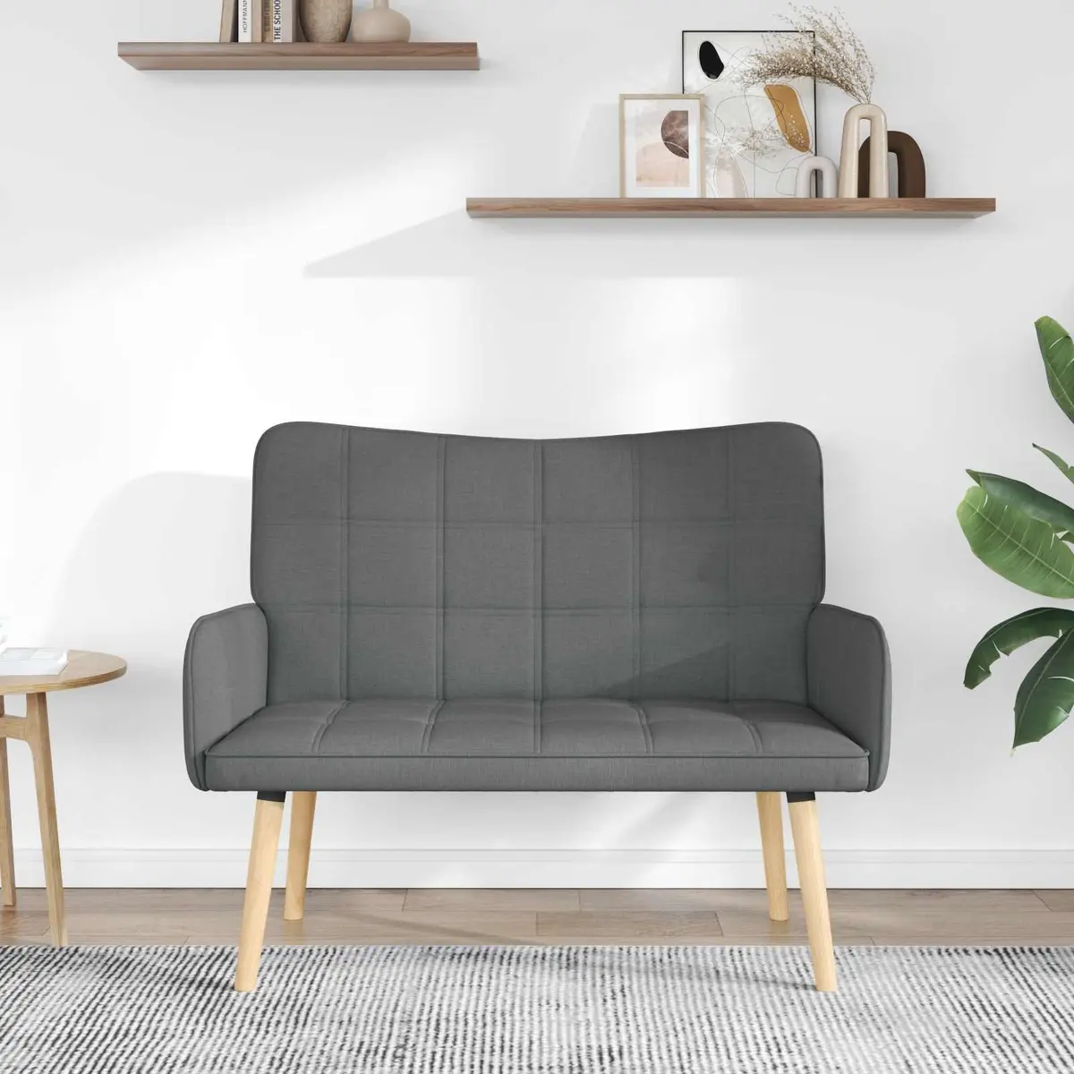 2-Seater Sofa Dark Grey Living Room Furniture Couch Modern Design 115 x 61 x