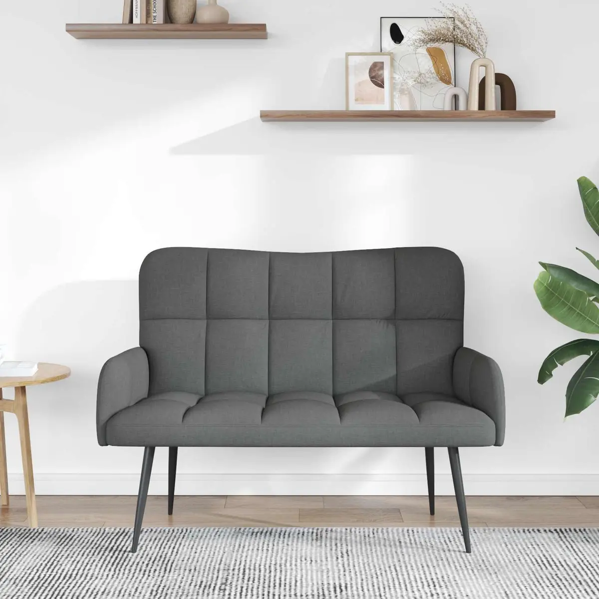 2-Seater Sofa Dark Grey Compact Loveseat Living Room Bedroom Furniture