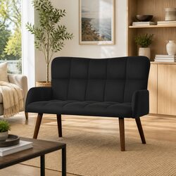 Sleek Black Velvet 2-Seater Sofa with Modern Design