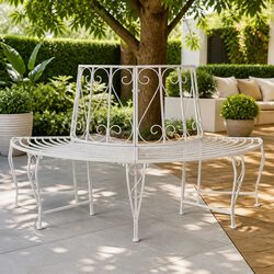 Compact Tree Bench for Outdoor Relaxation, Seats 4