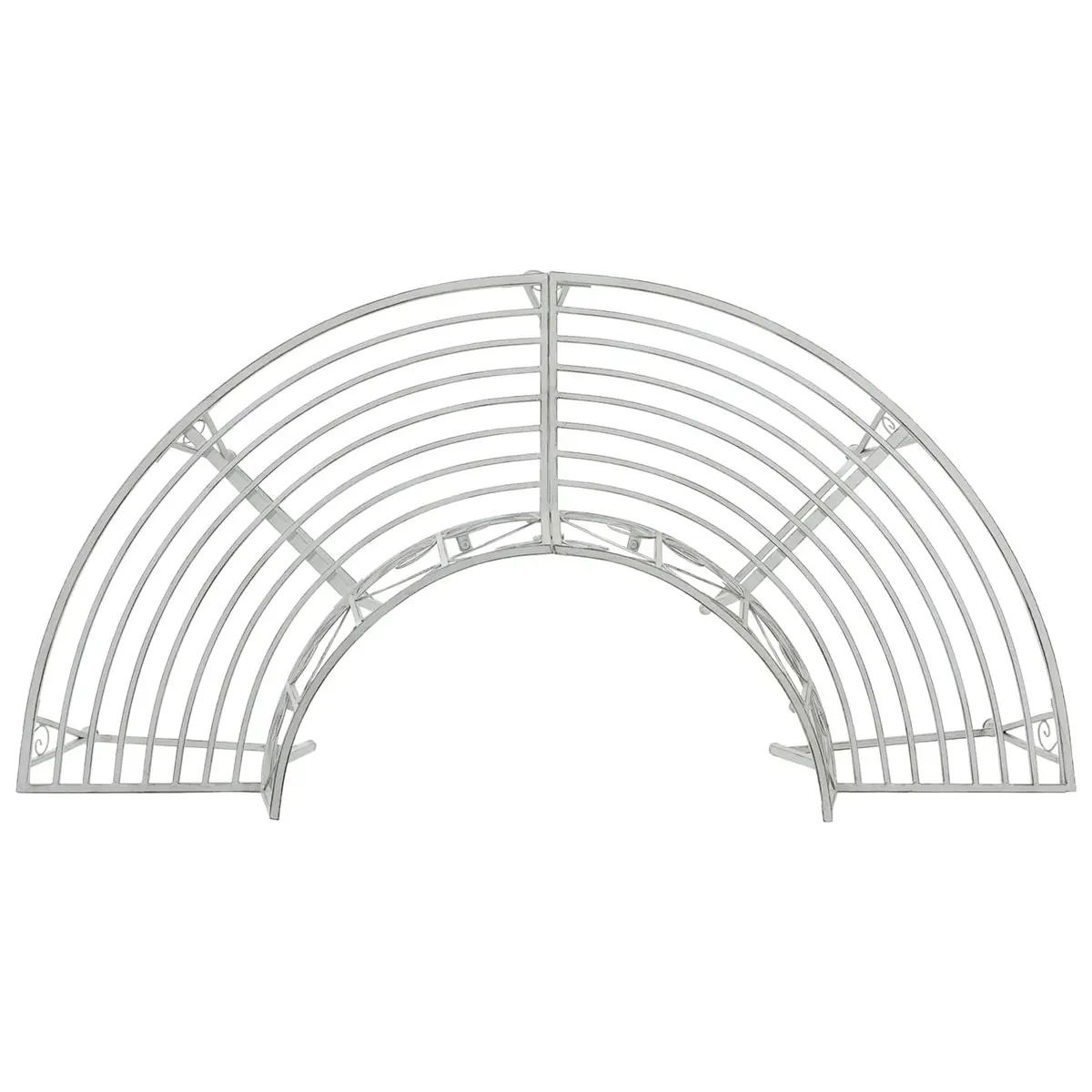 Outdoor Tree Bench Antique White 160x80x89cm 4-Seater Steel Frame