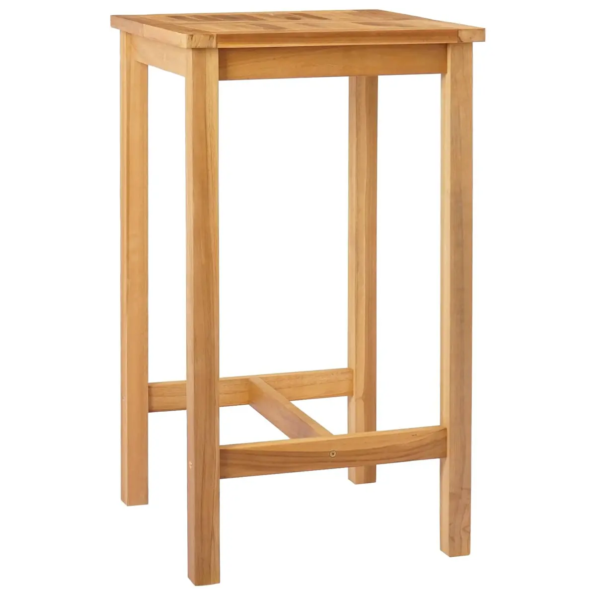 Bar Table Brown 60x60x105cm Solid Teak Slatted Top Footrest Outdoor