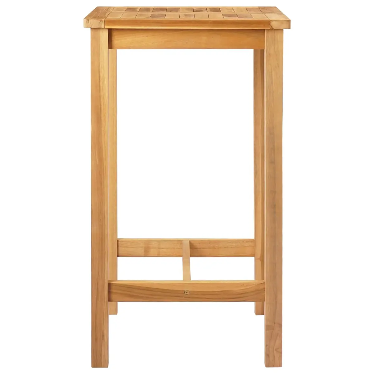 Bar Table Brown 60x60x105cm Solid Teak Slatted Top Footrest Outdoor
