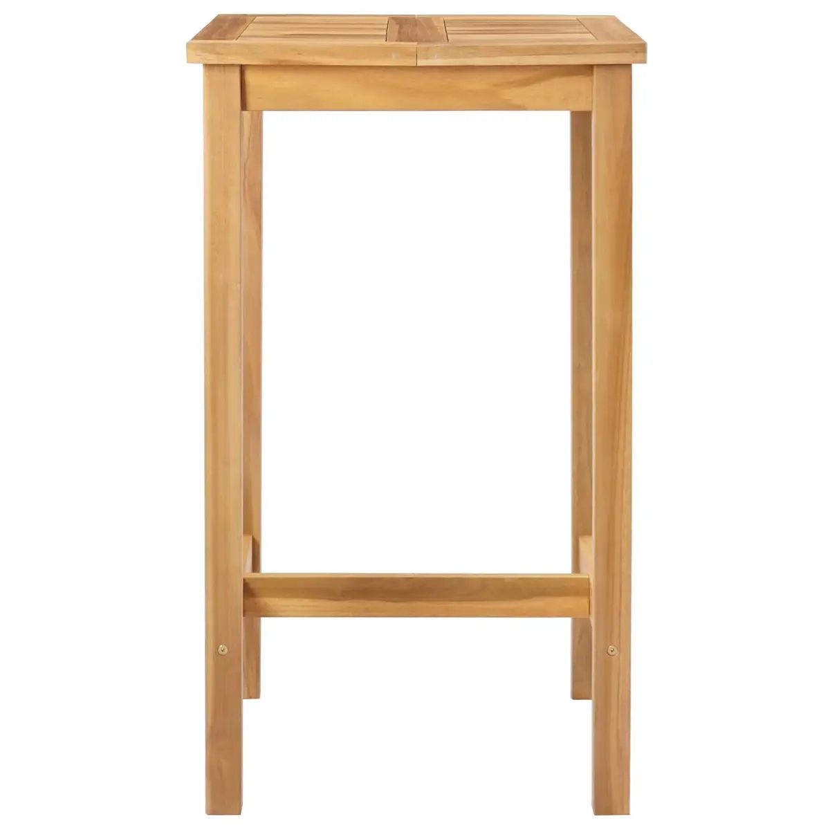 Bar Table Brown 60x60x105cm Solid Teak Slatted Top Footrest Outdoor