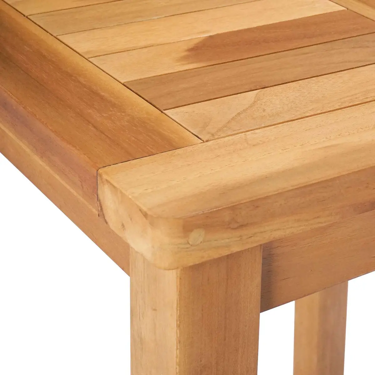 Bar Table Brown 60x60x105cm Solid Teak Slatted Top Footrest Outdoor