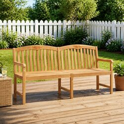 Solid Teak Wood Garden Bench - 150cm, Compact Design