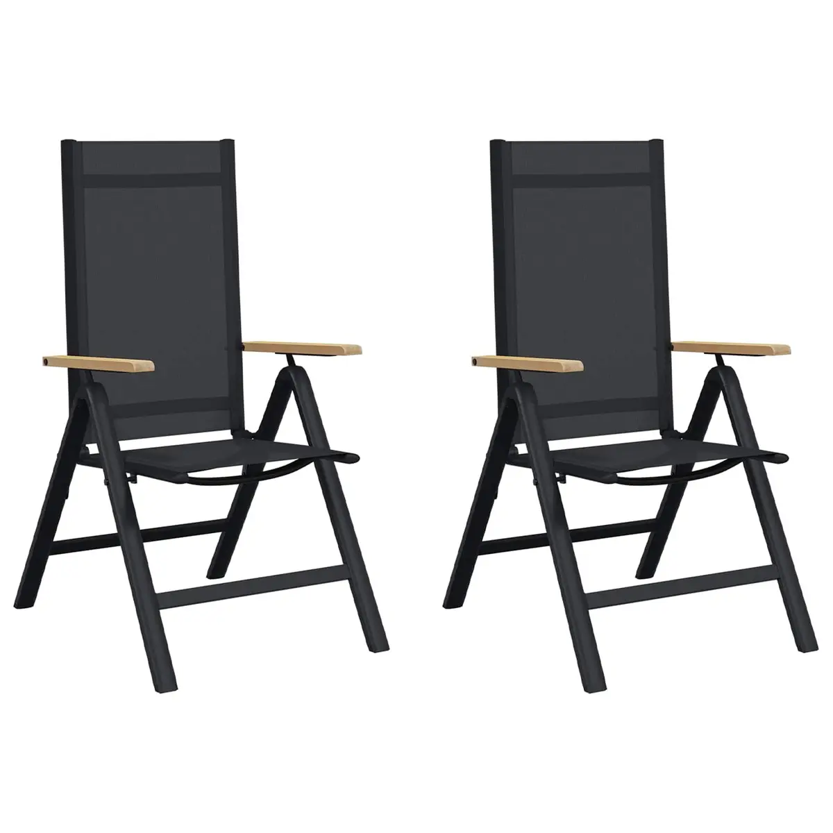 Reclining Outdoor Chair Black 58x73x111.5cm Multi-Position Backrest Garden Lounger