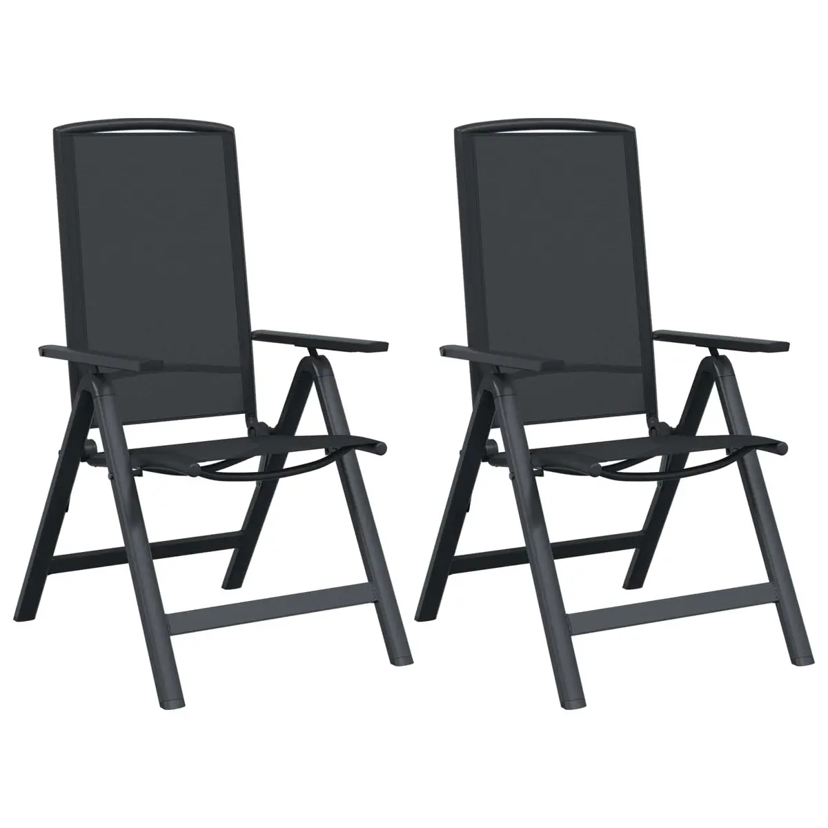 Reclining Garden Chairs 2 pcs Black Outdoor Seating Foldable Adjustable Backrest