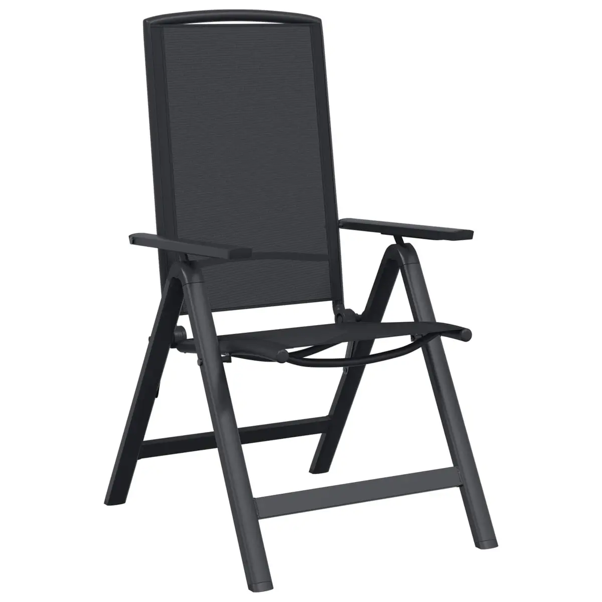 Reclining Garden Chairs 2 pcs Black Outdoor Seating Foldable Adjustable Backrest