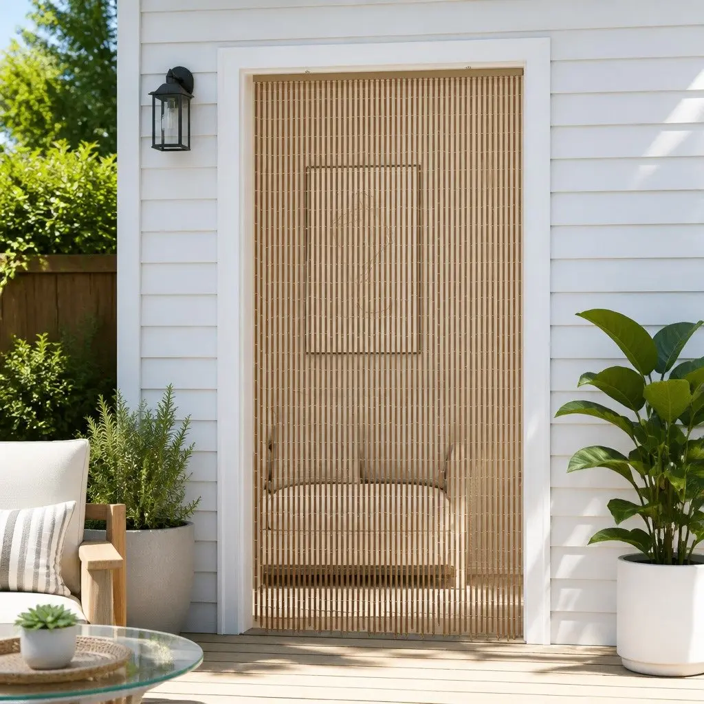Insect Door Curtain Multicolour 100 x 200 cm Bamboo Indoor Outdoor Window Screen
