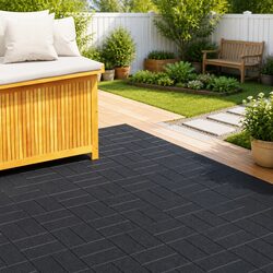 Stepping Stones 6pcs Black Garden Outdoor Pathway Patio Decor 40.5x40.5x2cm