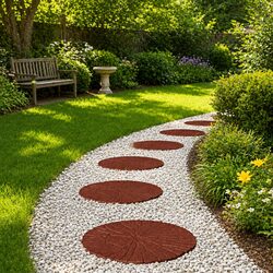Stepping Stone Red 45cm Garden Path Outdoor Textured Rubber Walkway 6 Pack