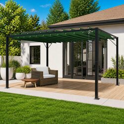 Gazebo with Adjustable Louvered Roof 3 x 4 m Outdoor Garden Patio Canopy Green