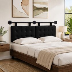 Hanging Headboard Wall Mounted Bedroom Backrest Modern Minimalist Design Black