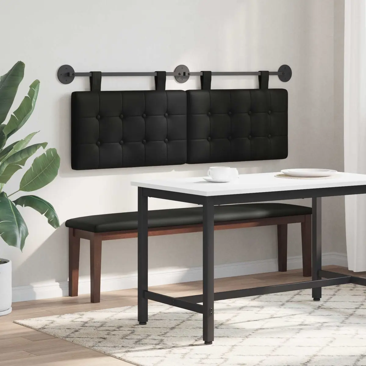 Hanging Headboard Wall Mounted Bedroom Backrest Modern Minimalist Design Black