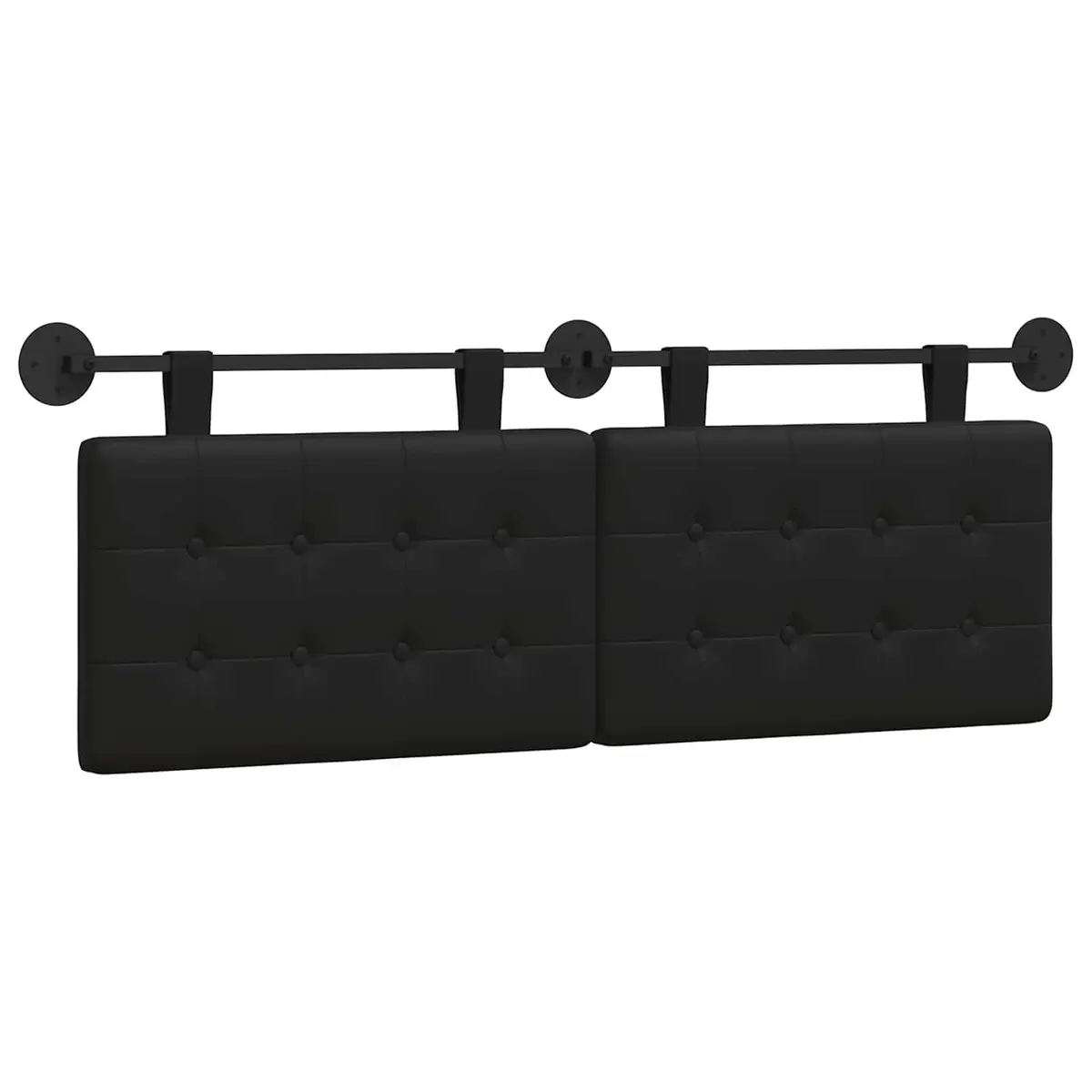 Black Hanging Headboard Modern Wall-Mounted Bedroom Backrest Padded Upholstery