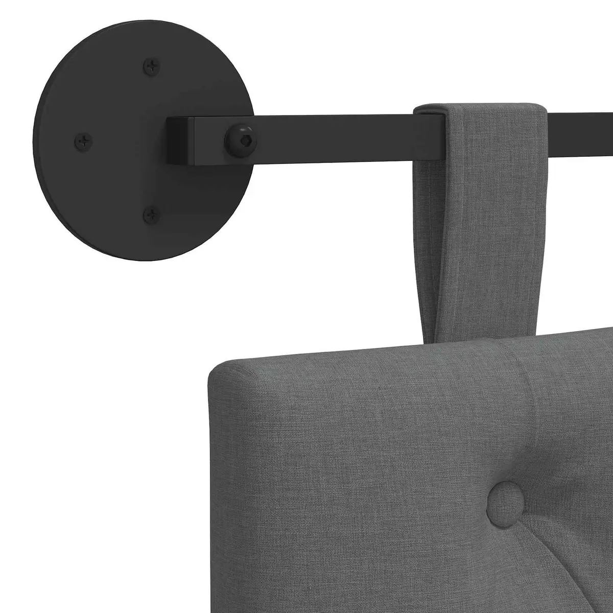 Hanging Headboard Wall-Mounted Bedroom Furniture Grey Fabric Upholstered