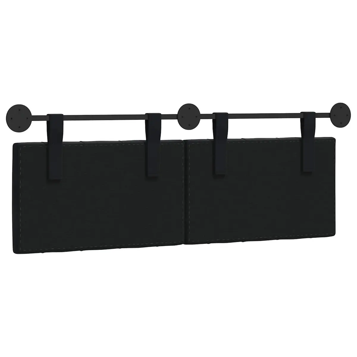 Hanging Headboard with LED Light Black Velvet Button Tufted Modern Wall Mount