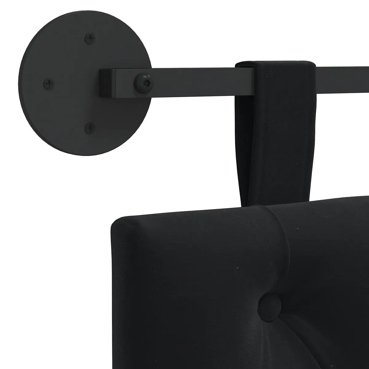 Hanging Headboard with LED Light Black Velvet Button Tufted Modern Wall Mount