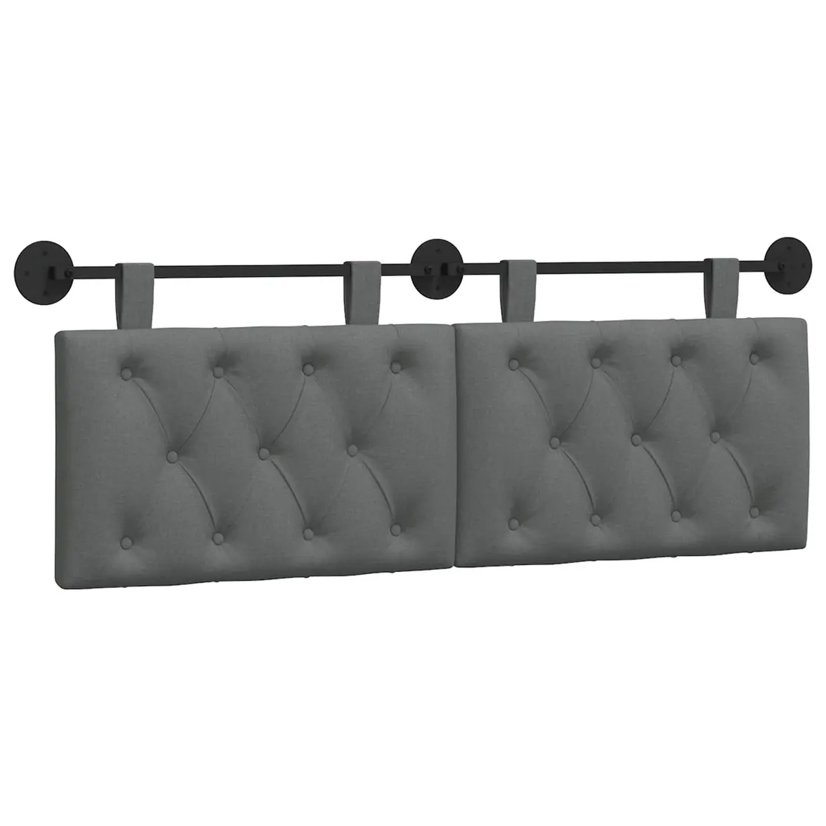 Hanging Headboard Wall-Mounted Bedroom Living Room Dark Grey Fabric Button