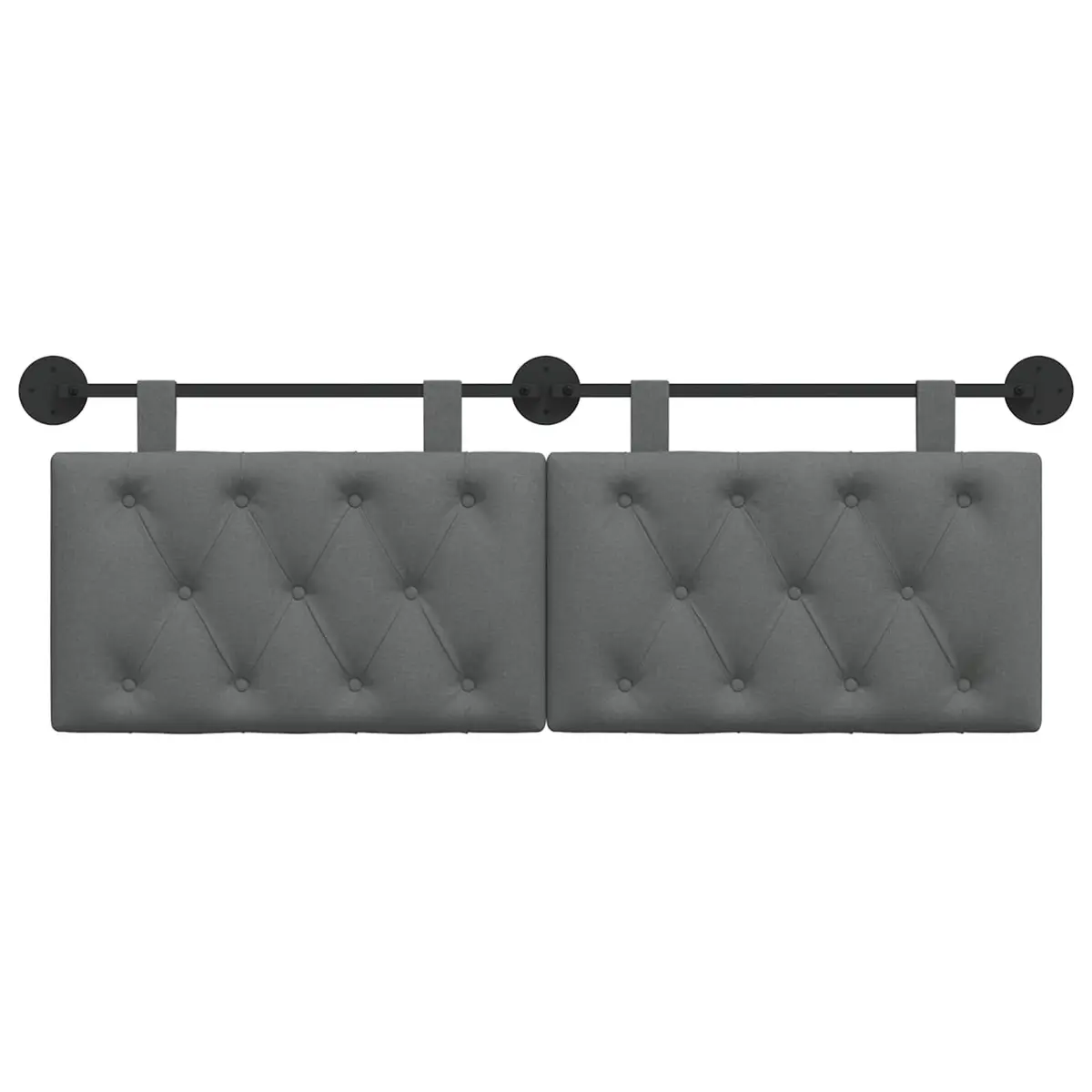 Hanging Headboard Wall-Mounted Bedroom Living Room Dark Grey Fabric Button