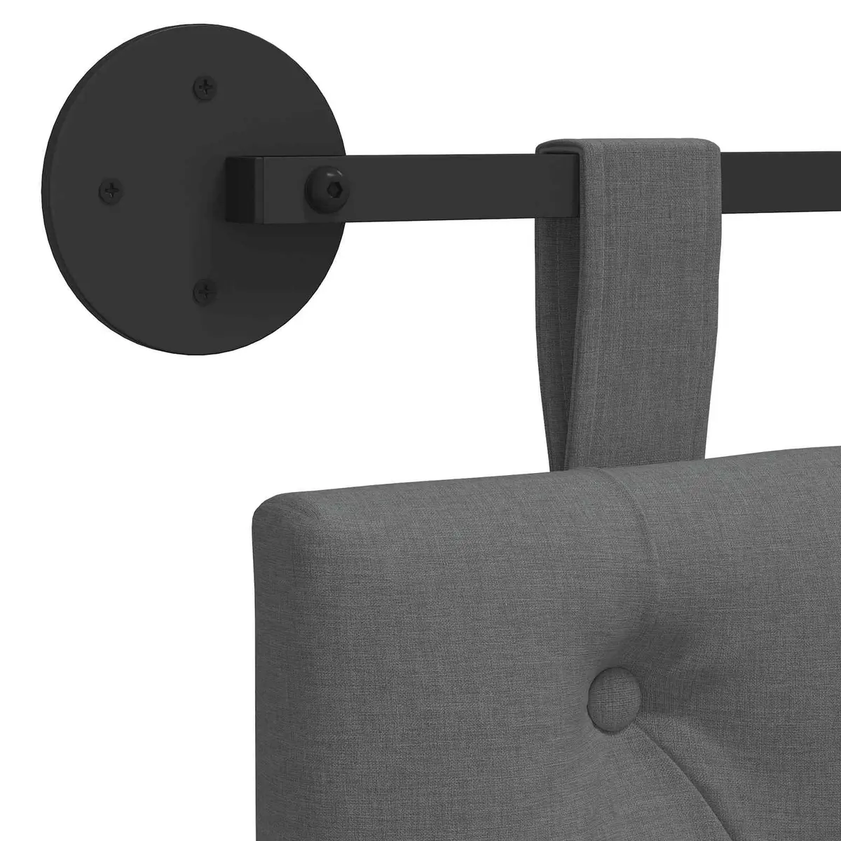 Hanging Headboard Wall-Mounted Bedroom Living Room Dark Grey Fabric Button