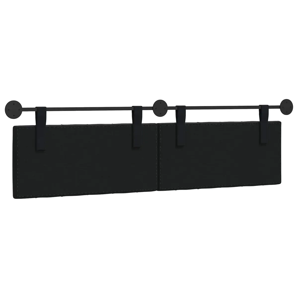 Hanging Headboard with LED Light Modern Black Velvet Button Tufted Wall Mount
