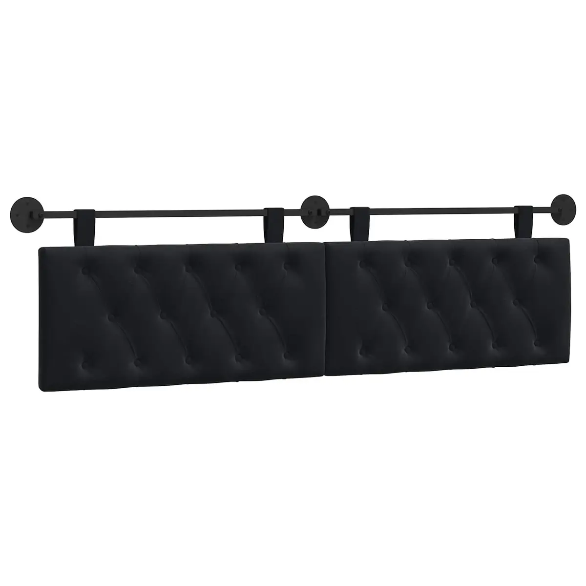 Hanging Headboard Black Velvet Modern Button Tufted Integrated LED Light