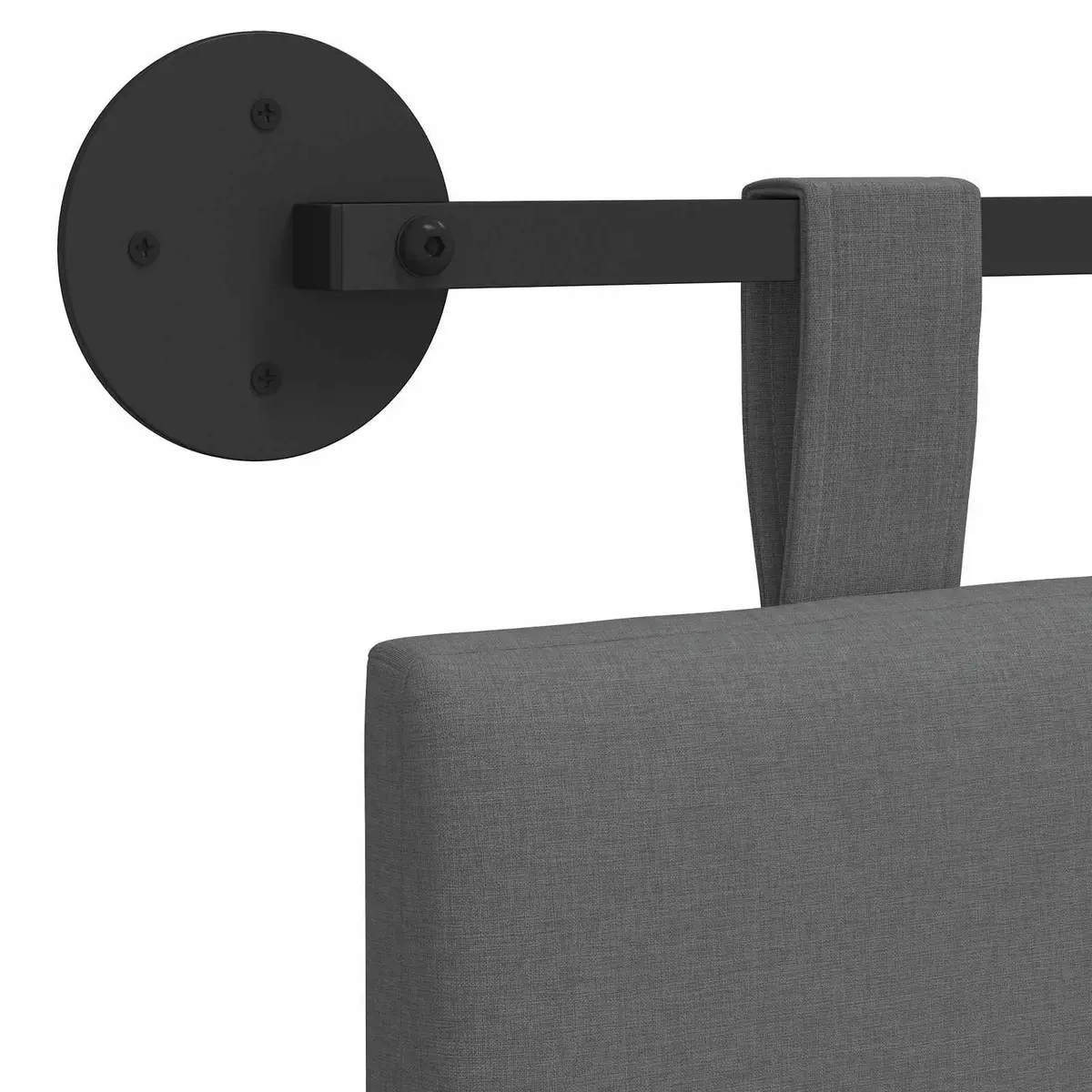 Hanging Headboard Fabric Dark Grey Upholstered Wall-Mounted Bedroom Decor