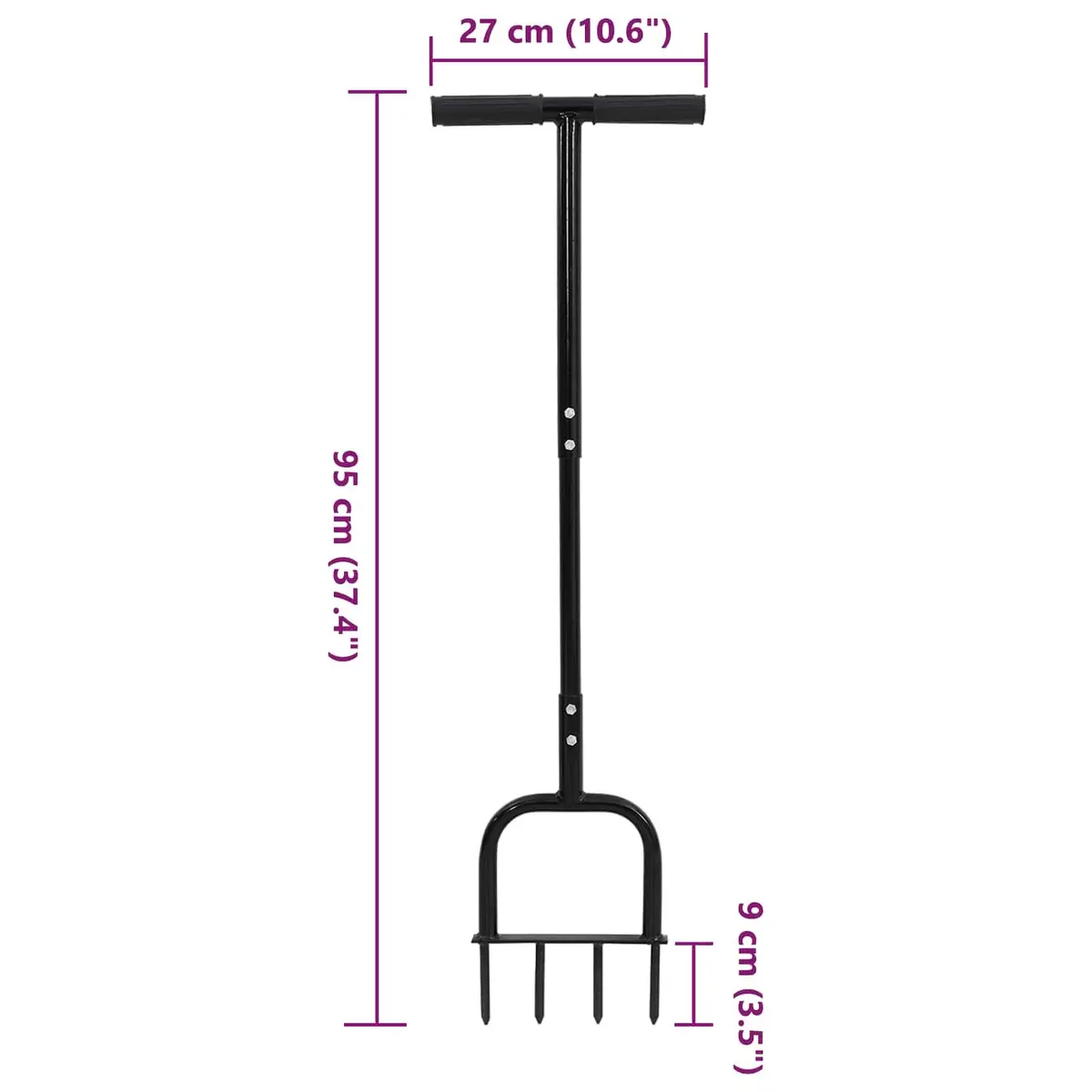 Lawn Aerator Tool Rectangular Garden Soil Aerating Black Outdoor 95 x 27 cm