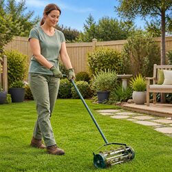 Compact Lawn Roller with Aerator Clamps, Easy to Use