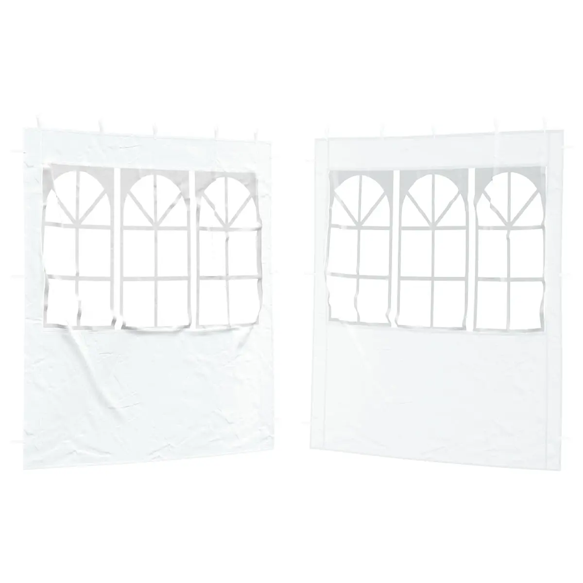 Party Tent Sidewall White 200 x 195 cm Weather-Resistant with Decorative Windows