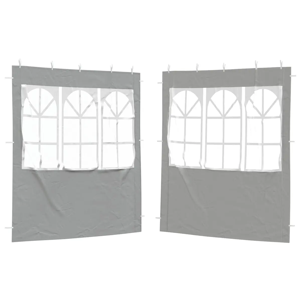 Party Tent Sidewall Light Grey 200x195cm Weather Resistant PE Steel Panels 2 Piece