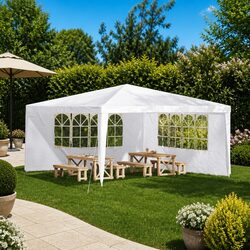 Outdoor Canopy Screens 2 pcs 400 x 195 cm White PE Steel Panels