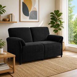 Elegant 2-Seater Sofa in Black Velvet