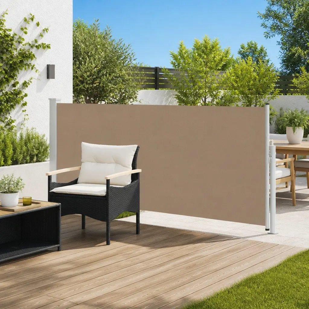 Retractable Side Awning Taupe 117 x 500 cm Outdoor Patio Garden Shade Privacy Screen