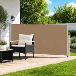 Retractable Side Awning 140 x 500 cm Polyester Taupe Garden Patio Shade Screen