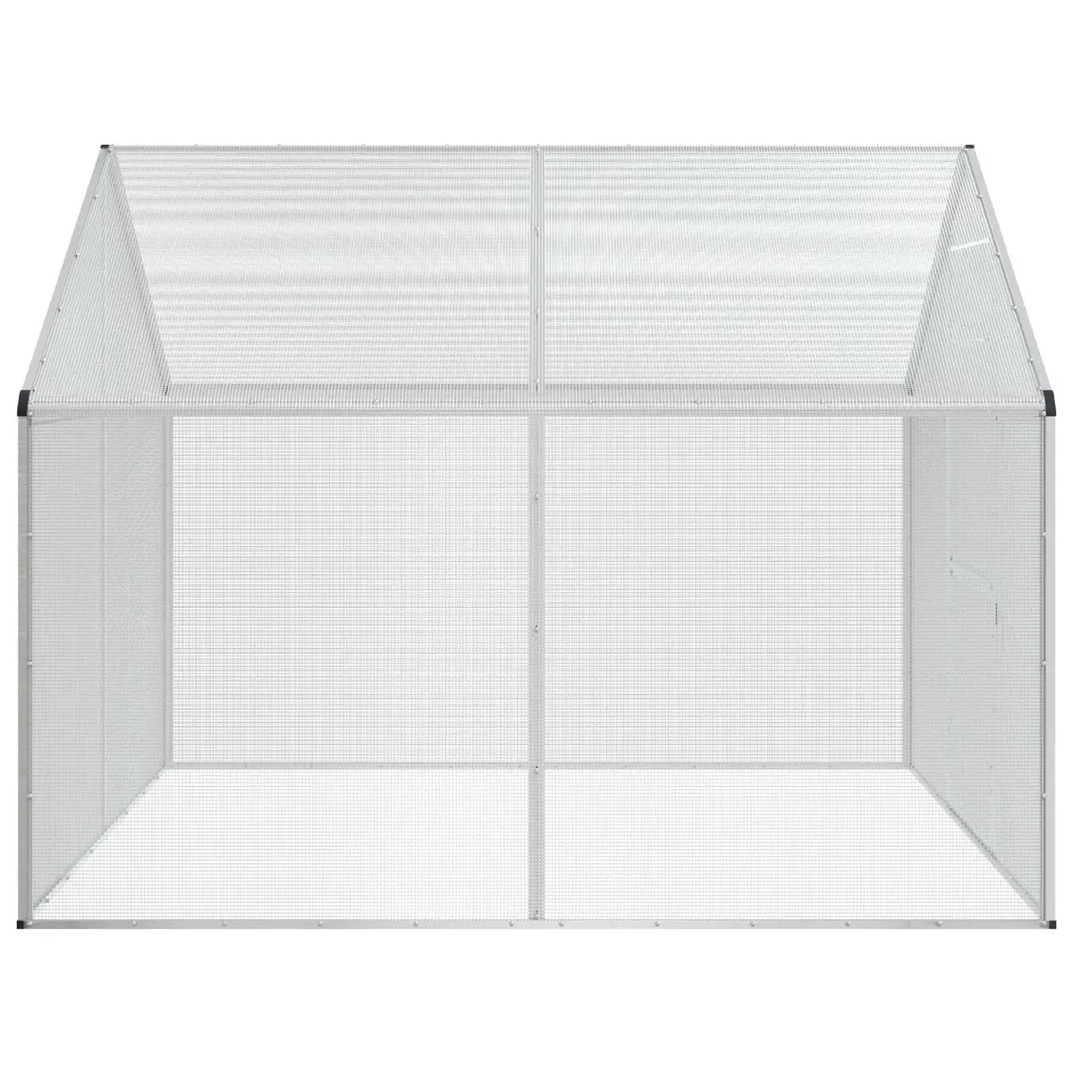 Outdoor Bird Cage Silver Welded Wire Mesh 181.5 x 221 x 173.5 cm Durable Aluminium Frame for Garden Use