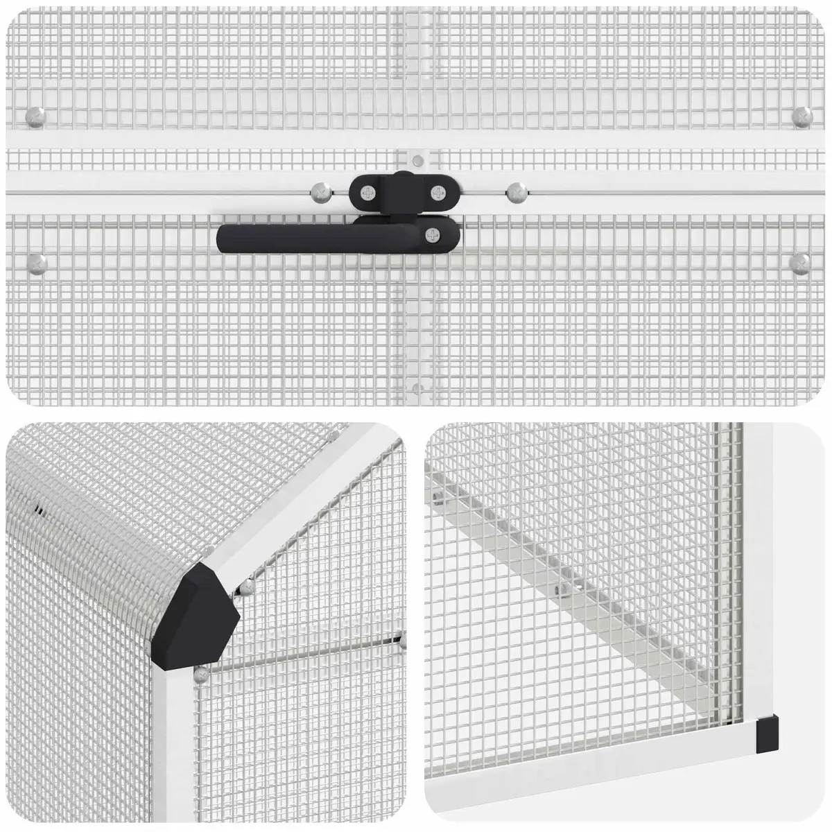 Outdoor Bird Cage Silver Welded Wire Mesh 181.5 x 221 x 173.5 cm Durable Aluminium Frame for Garden Use
